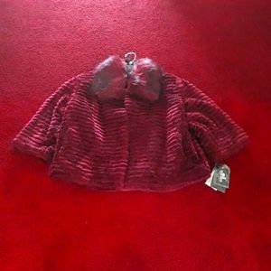 Red Terry Lewis Faux Fur Jacket